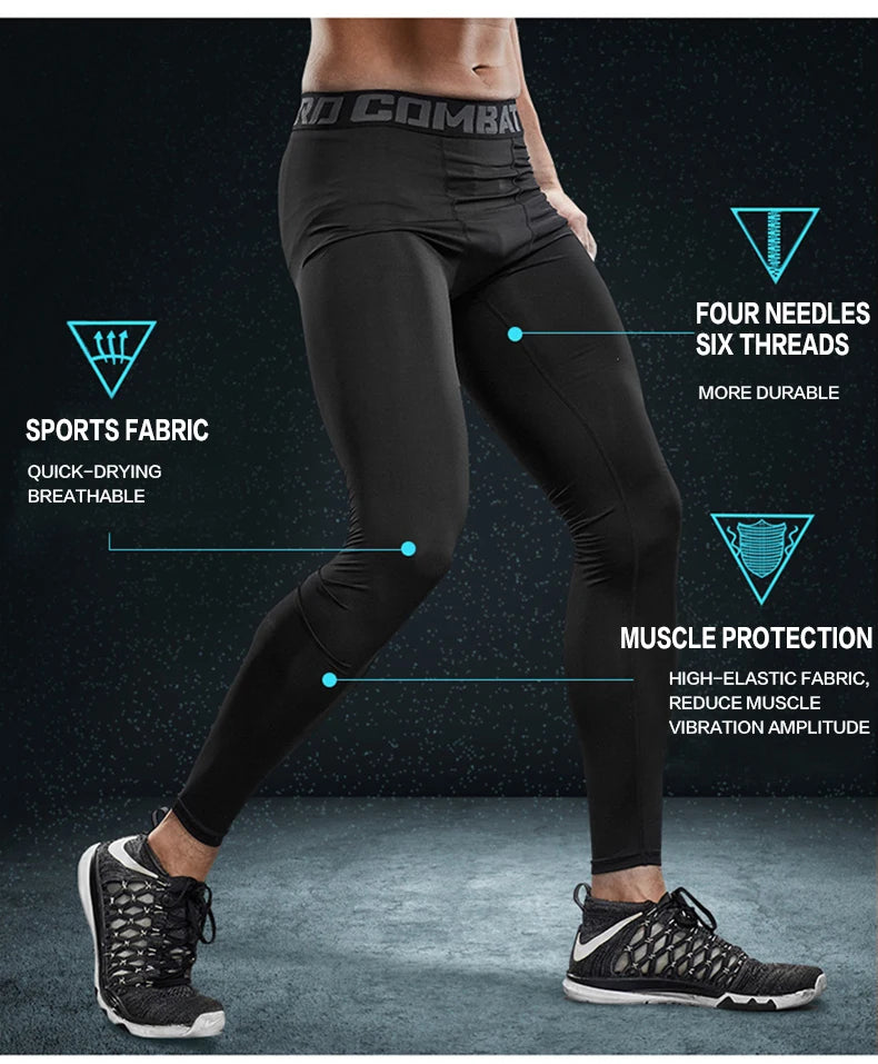 Men's Compression Pants Cycling Running Basketball Soccer Elasticity Sweatpants Fitness Tights Legging Trousers Rash Guard Gym