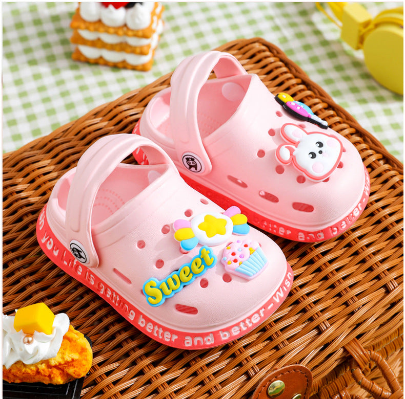 Summer Kids ShoesSandals Hole Children's Shoes Slippers Soft Anti-Skid Cartoon Design Hole Baby Shoes Sandy Beach For Boys Girls
