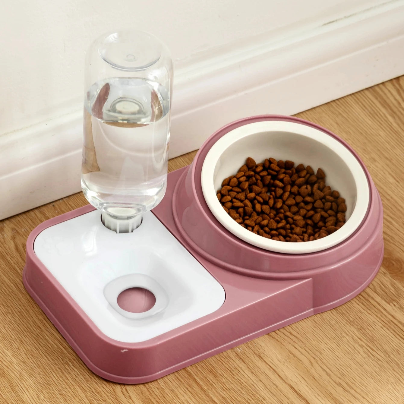 Stainless Steel Or Plastic Bowl Double Bowl Protection Cervical Spine Oblique Automatic Drinking Water Non-Wet Mouth Cat Product
