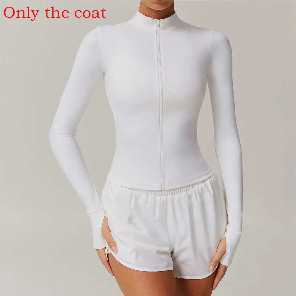 Women Zip Fitness Yoga Shirt Winter Warm Gym Top Woman Yoga Long Sleeve Sports Jacket Activewear Running Coats Workout Clothes