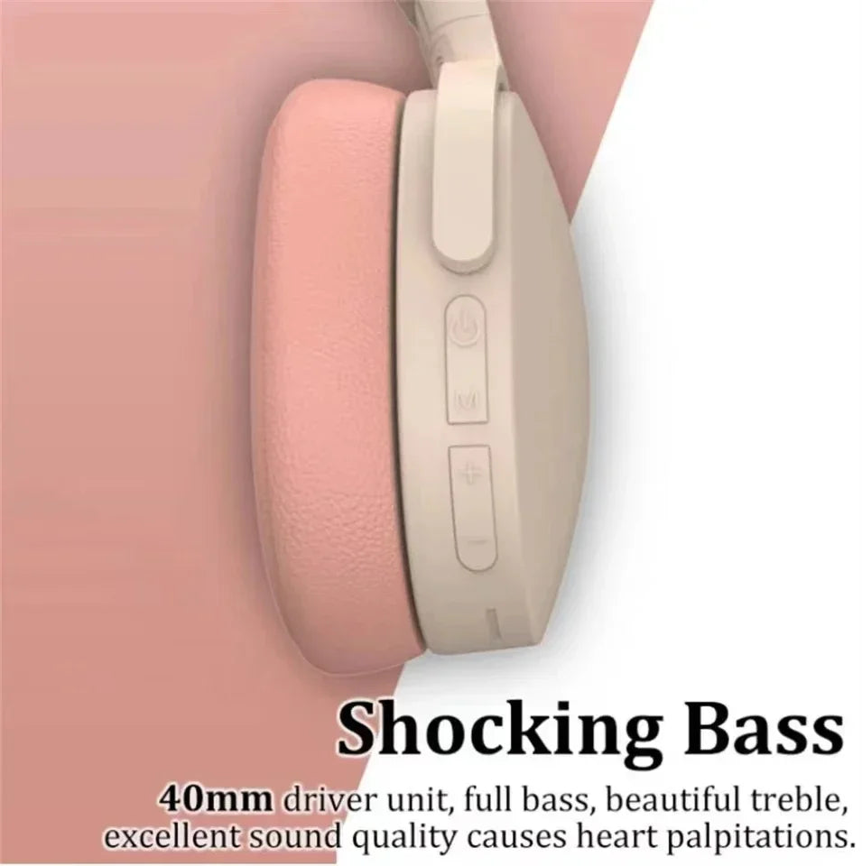 NEW Fashion Wireless Bluetooth Headphones Over Ear HIFI Stereo Headsets True Sports With Earphones TF/AUX Music Player with Mic