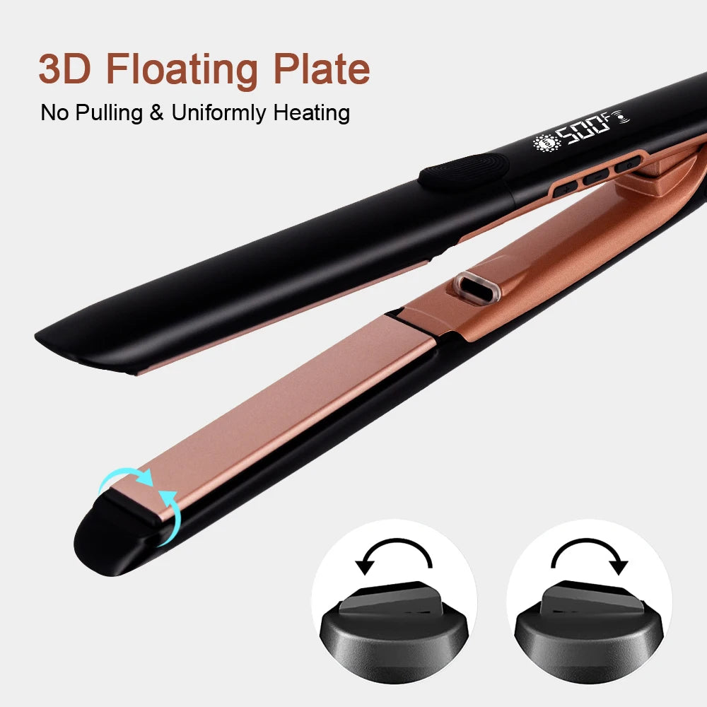 500°F Hair Straightener With Vibration Plasma Hair Flat Irons 260°C Ceramic Coating Plate Professional Salon Styling Tools