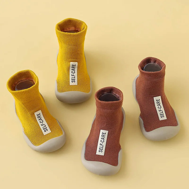 Children First Walkers Floor Rubber Shoes Anti Slip Soft Soles Early Education Shoes Baby Floor Socks Elastic Socks 0-3years