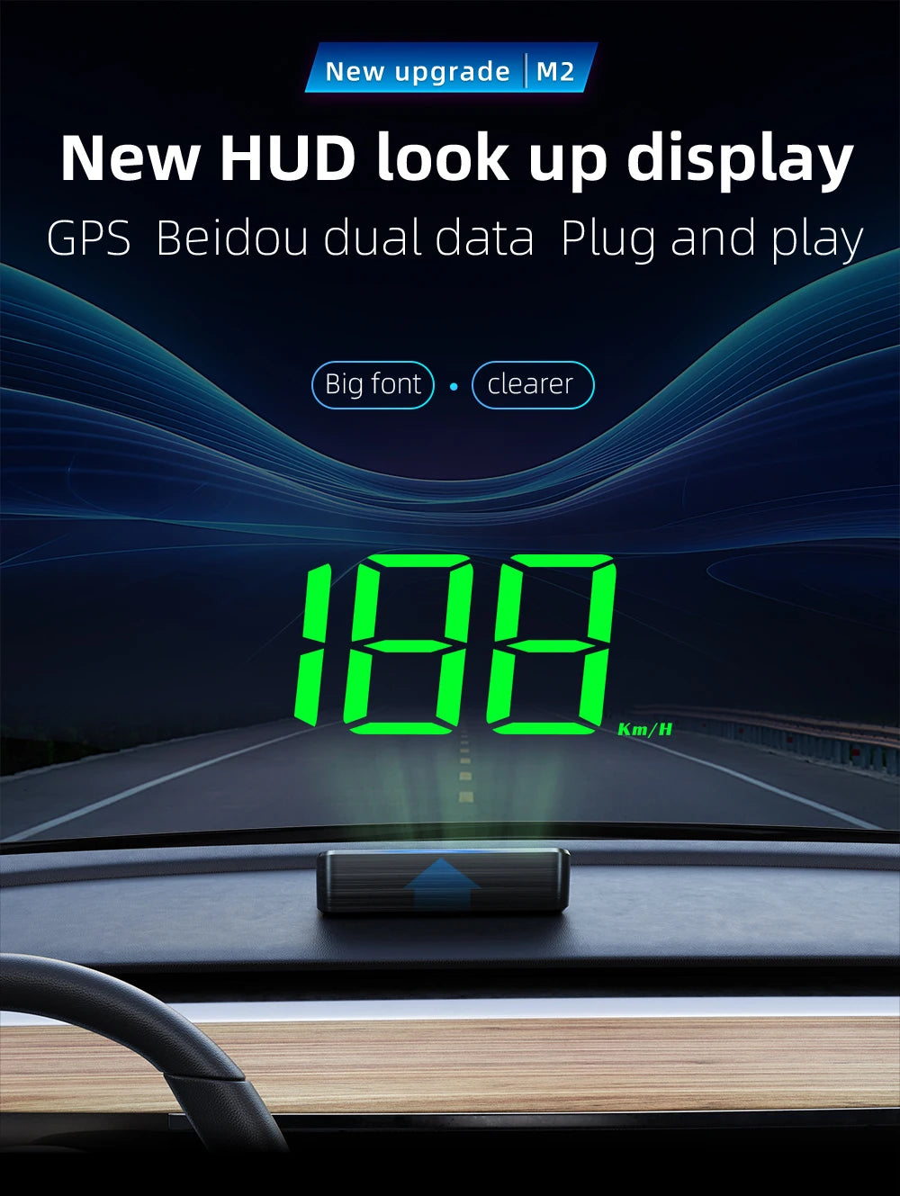 Car Head Up HD Display M2 GPS Speedometer Speed KMH Digital HUD Windshield Projector For All Cars Auto Electronics Accessories