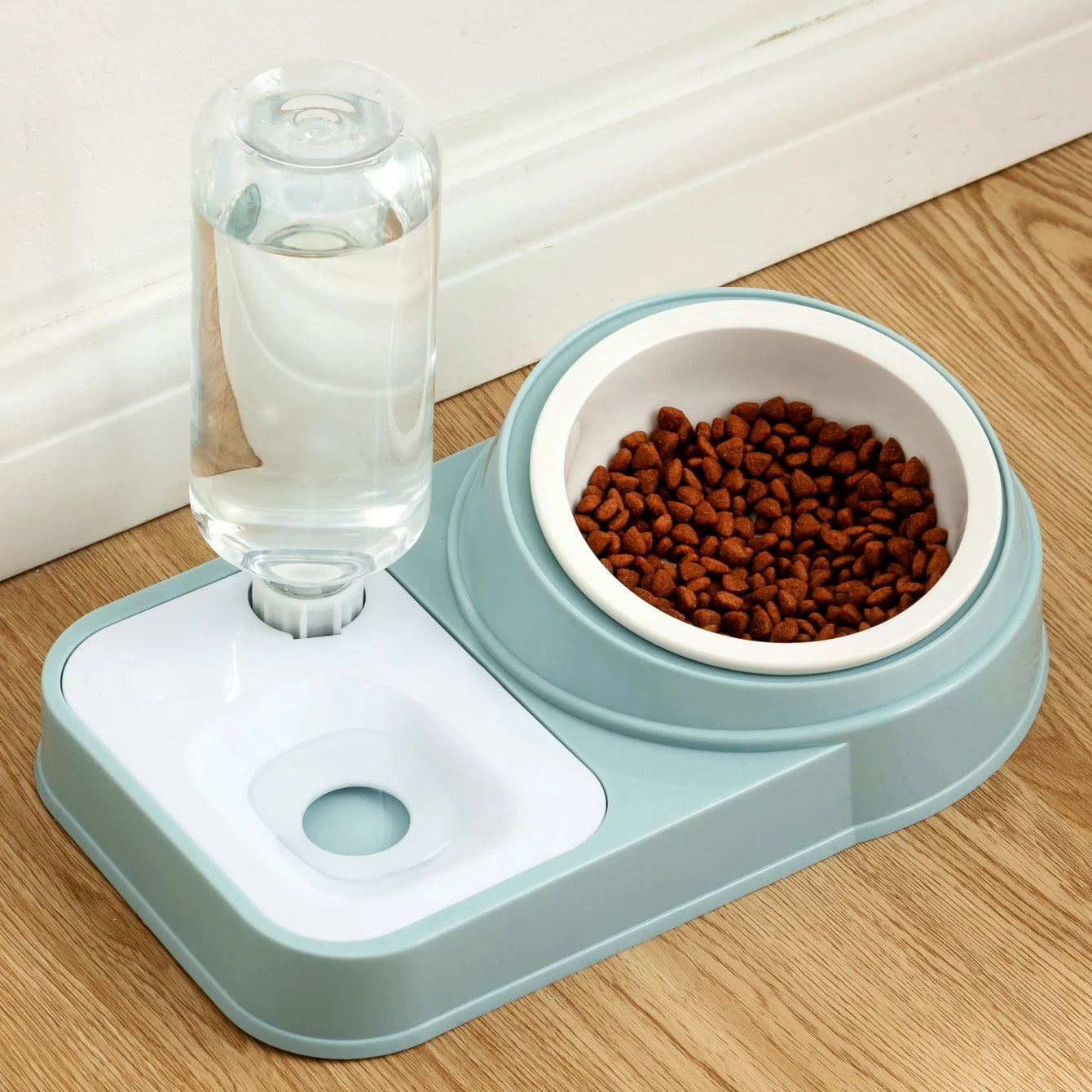 Stainless Steel Or Plastic Bowl Double Bowl Protection Cervical Spine Oblique Automatic Drinking Water Non-Wet Mouth Cat Product