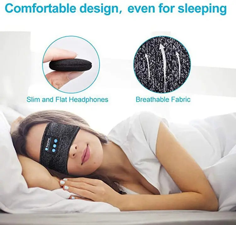 Bluetooth Sleeping Headphones Sports Headband Thin Soft Elastic Comfortable Wireless Music Earphones Eye Mask for Side Sleeper