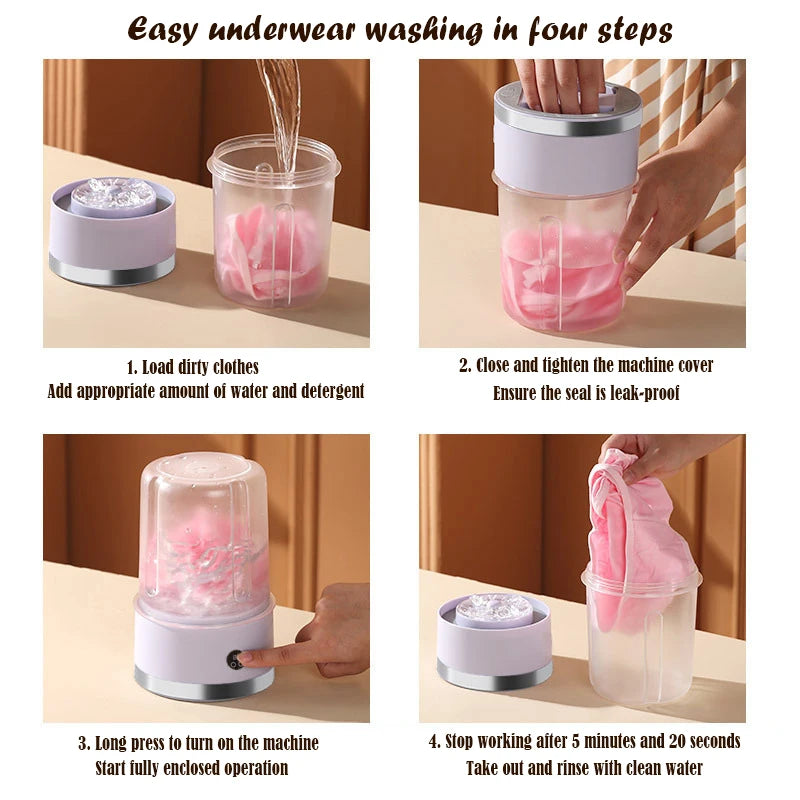 New Wireless Washing Machine Portable Travel Underwear And Socks Laundry Bucket, Charging Mini Clothes Washing Cup 2-speed Time