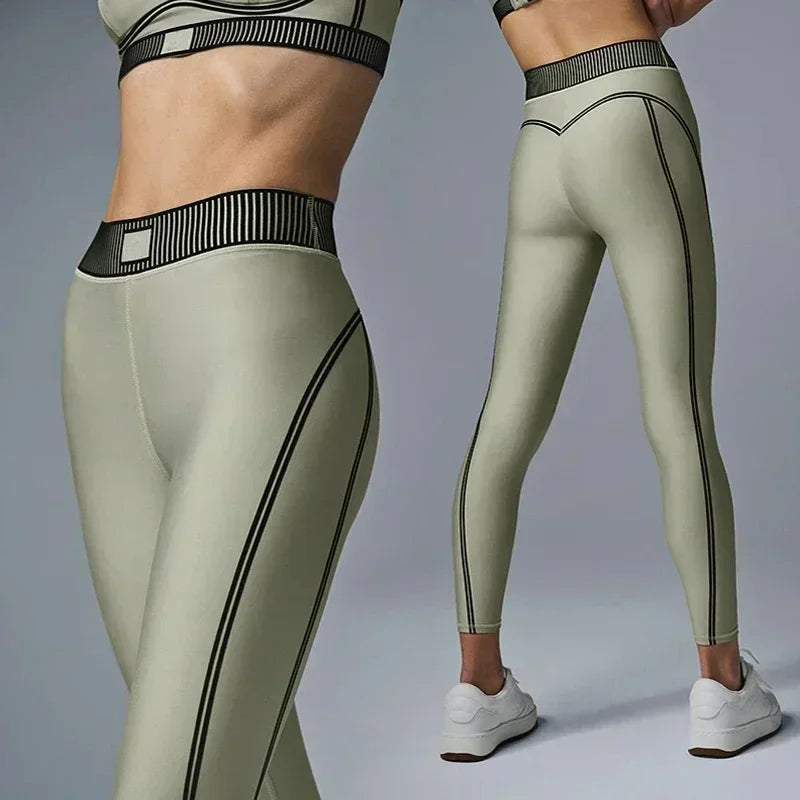 AL Yoga Fitness Suit Air Lift Line Up Bra Air Lift High Waist 7/8 Line Up Legging Slim Fit Comfortable Fitness Tops Tight Pants