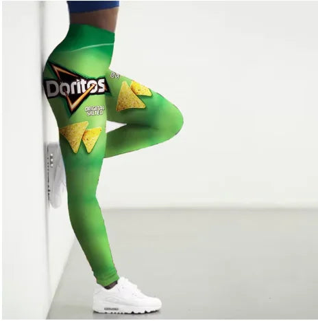 Sport Leggings For Women 3D Snacks Printed Tights Yoga Pants Gym Legging Streetwear Y2K Sexy Ladies Slim fit sports pants