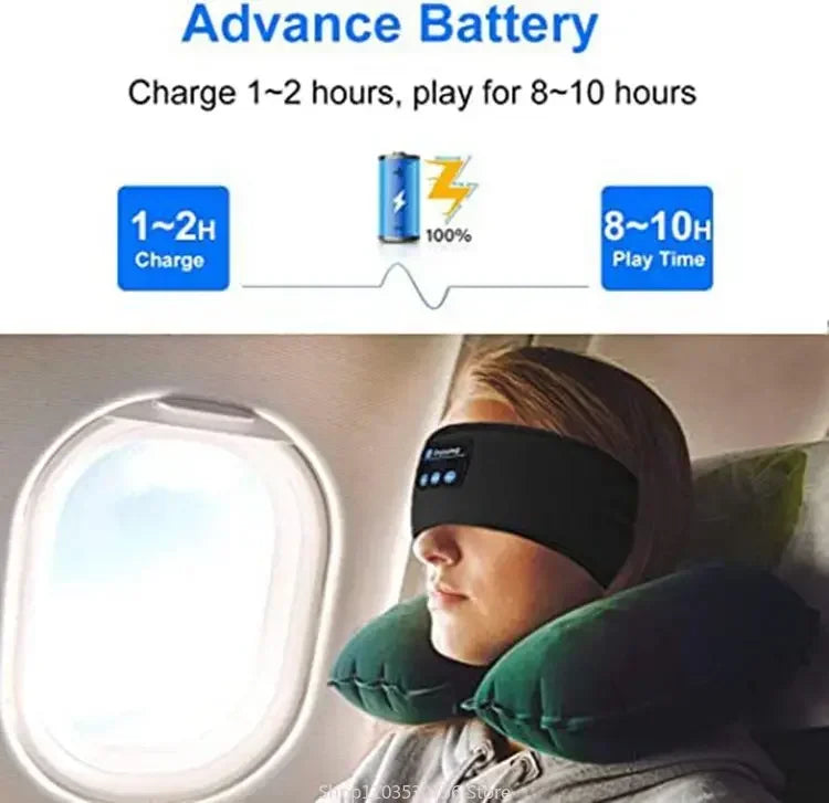 Bluetooth Sleeping Headphones Sports Headband Thin Soft Elastic Comfortable Wireless Music Earphones Eye Mask for Side Sleeper