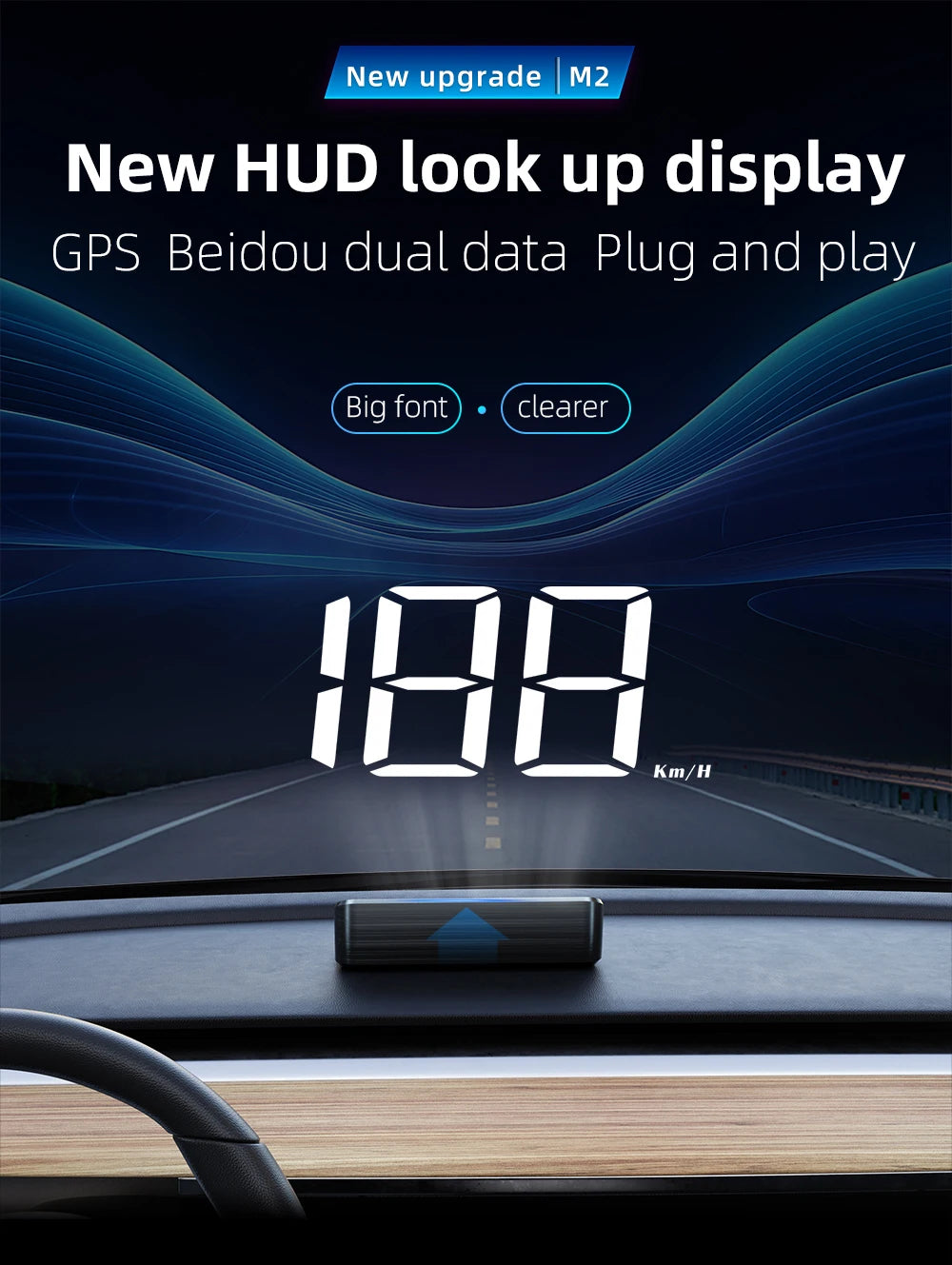 Car Head Up HD Display M2 GPS Speedometer Speed KMH Digital HUD Windshield Projector For All Cars Auto Electronics Accessories