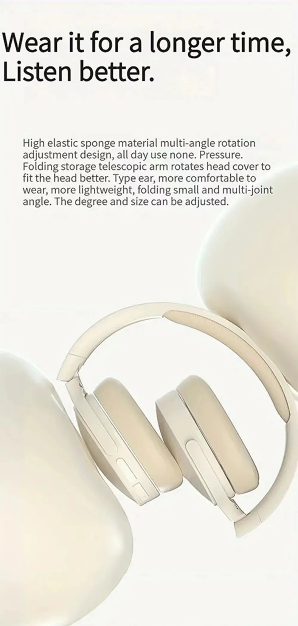 NEW Fashion Wireless Bluetooth Headphones Over Ear HIFI Stereo Headsets True Sports With Earphones TF/AUX Music Player with Mic