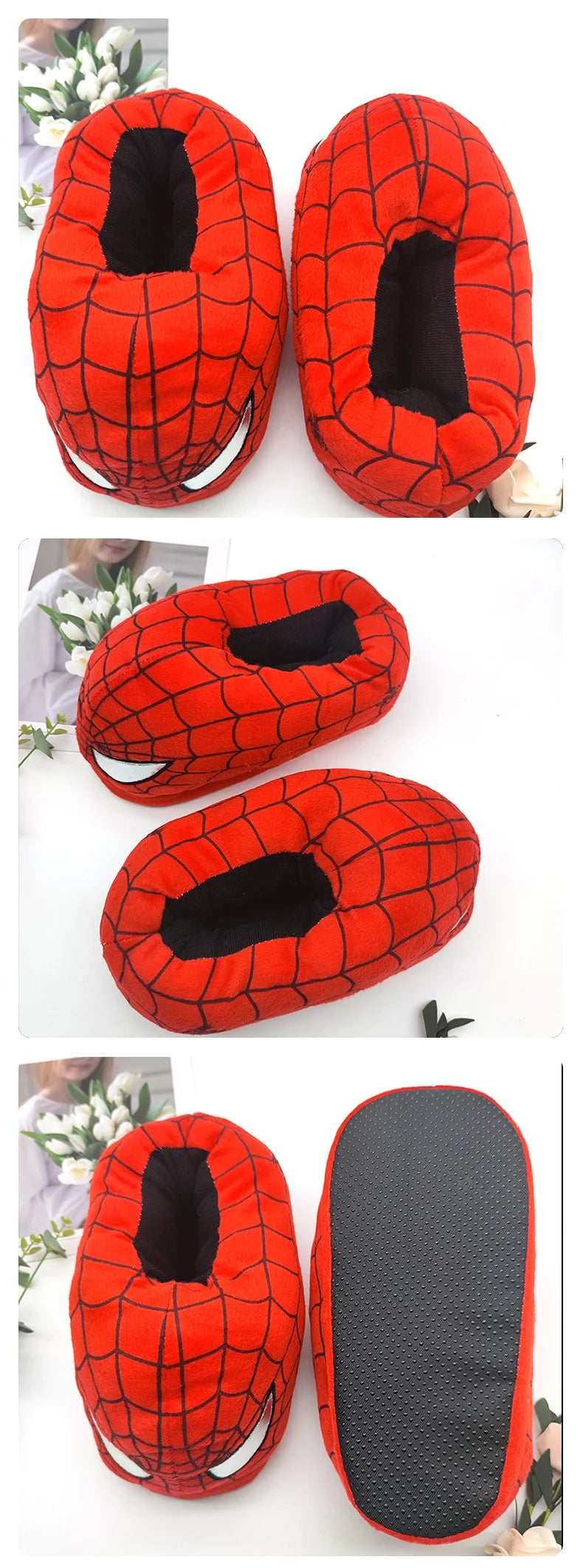 Cotton Slippers Spider Man Cartoon Couple Bag And Warm Shoes Men'S And Women'S All Inclusive Plush Shoes For Home Use Keep Warm