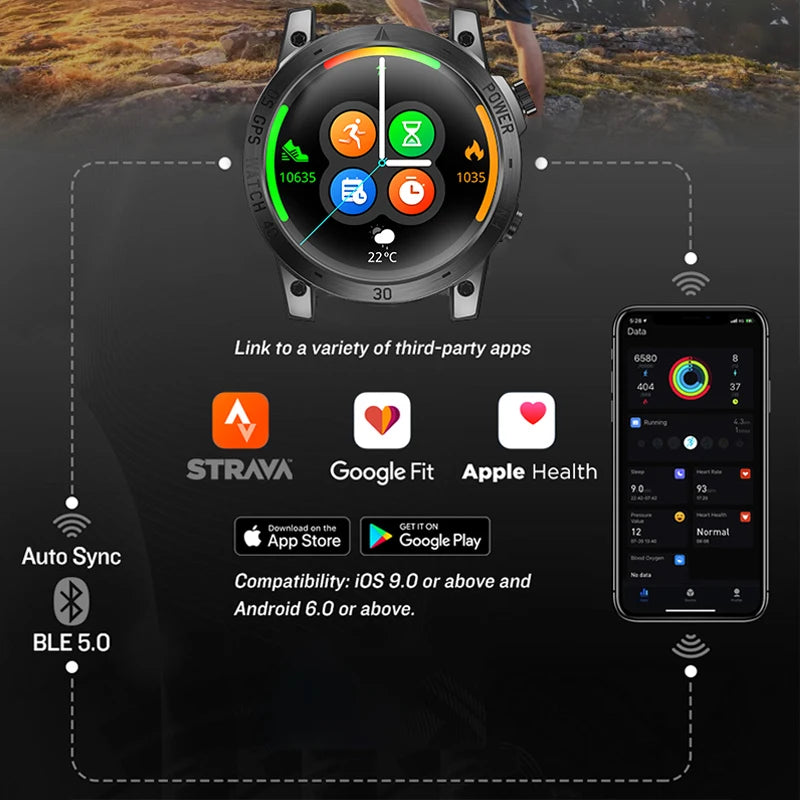 NORTH EDGE 2025 New GPS Watches Men Sport Smart Watch HD AMOLED Display 50M ATM Altimeter Barometer Compass Smartwatch for Men