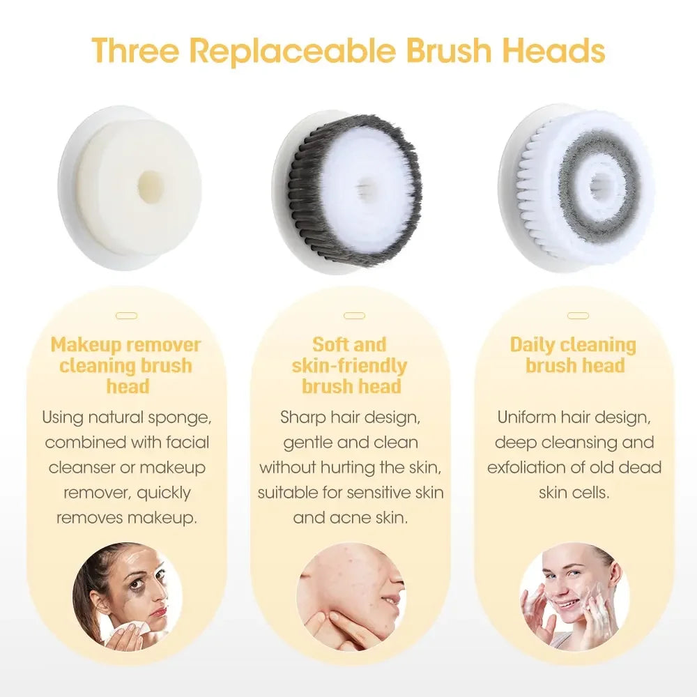 3 IN 1 Ultrasonic Facial Cleaner Pore Face Skin Care Massager Electric Face Cleansing Brush Blackhead Remover Facial Clean Brush
