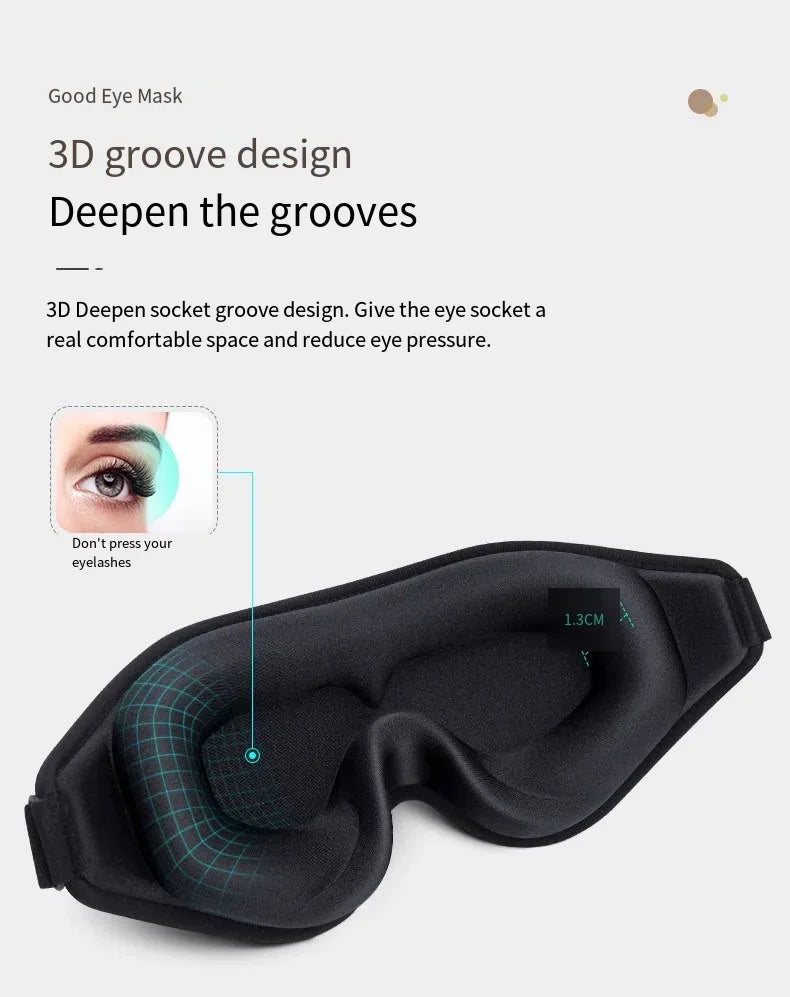 3D Sleep Mask Blindfold Sleeping Aid Eye Mask Soft Memory Foam Face Mask Eyeshade 99% Blockout Light Slaapmasker Eye Cover Patch