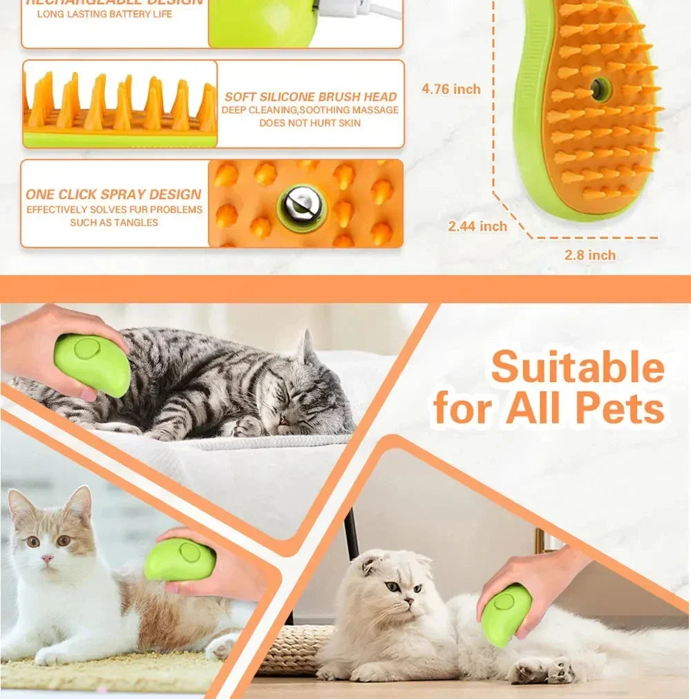 Steam Brush Scratcher for Cats Steam 3 in 1 Pet Brush Cat Steam Brush Comb Dog Brushes Electric Spray Cat Brushes Massage Comb