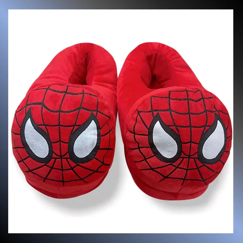Cotton Slippers Spider Man Cartoon Couple Bag And Warm Shoes Men'S And Women'S All Inclusive Plush Shoes For Home Use Keep Warm