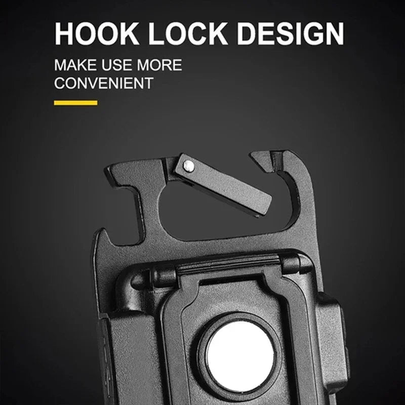 Keychain Light Mini Multifunctional Camping Flashlight USB Rechargeable LED Portable Bright COB Pocket Clip Lantern Outdoor Work