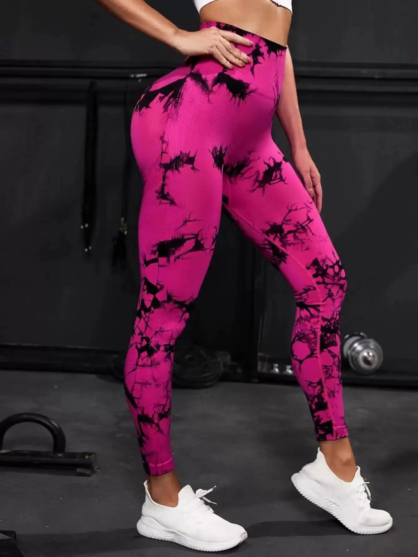 Hip Lifting Seamless Fitness Gym Leggings Tie-Dye Yoga Pants Women's Exercise Tights Tummy Control High Waist Workout Pants