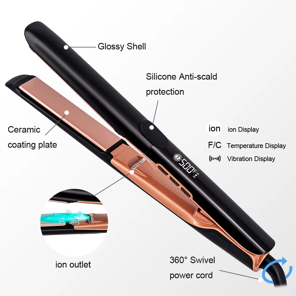 500°F Hair Straightener With Vibration Plasma Hair Flat Irons 260°C Ceramic Coating Plate Professional Salon Styling Tools