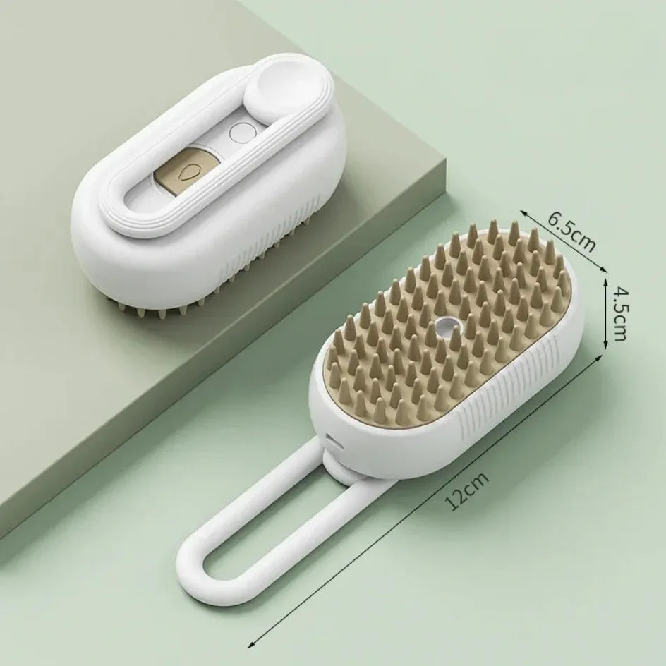 USB Rechargeable 3-in-1 Pet Grooming Brush with Steam Spray & Massage, Anti-Flying Hair Electric Bath Brush for Dog Cat Shedding