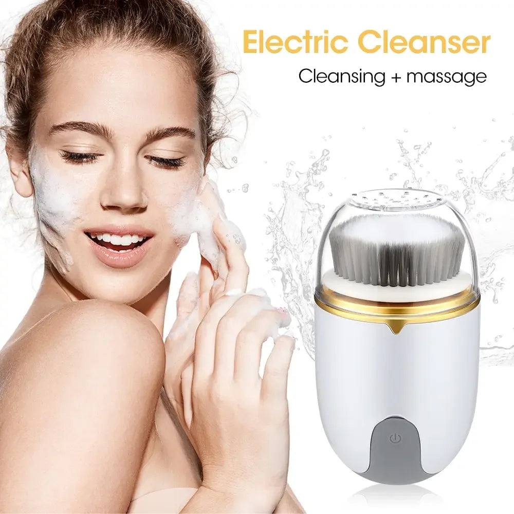 3 IN 1 Ultrasonic Facial Cleaner Pore Face Skin Care Massager Electric Face Cleansing Brush Blackhead Remover Facial Clean Brush