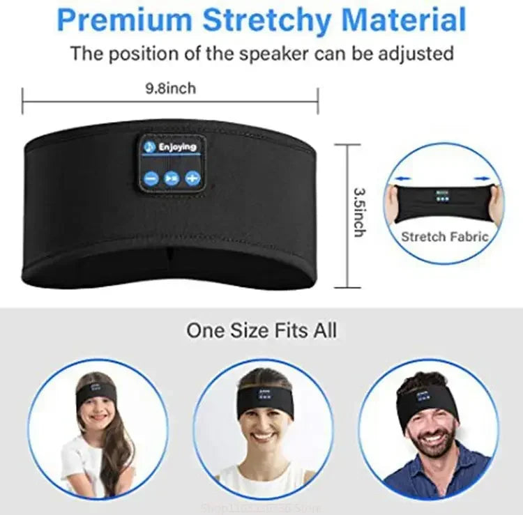 Bluetooth Sleeping Headphones Sports Headband Thin Soft Elastic Comfortable Wireless Music Earphones Eye Mask for Side Sleeper