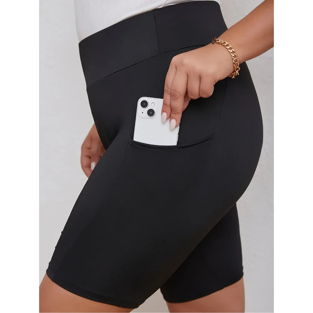 Women's Plus Size S-5XL High Waisted Black Pocket Swim Shorts Show Off Your Fashion Taste with Minimalist Beauty