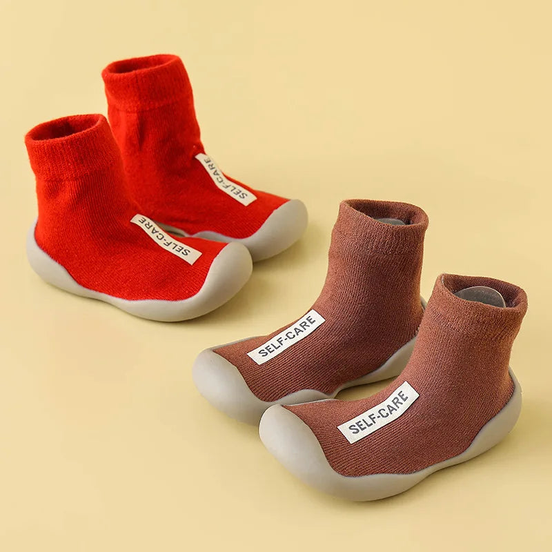 Children First Walkers Floor Rubber Shoes Anti Slip Soft Soles Early Education Shoes Baby Floor Socks Elastic Socks 0-3years