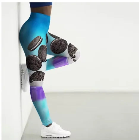Sport Leggings For Women 3D Snacks Printed Tights Yoga Pants Gym Legging Streetwear Y2K Sexy Ladies Slim fit sports pants