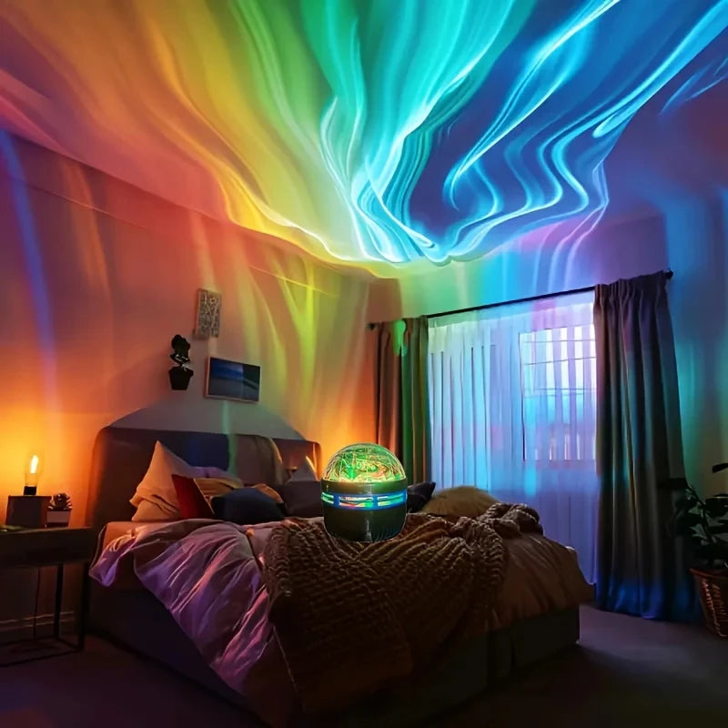 Northern Lights Projector LED Night Light Remote Starry Sky Light Starry Sky Light RGB 7Modes USB Plugin for Kids Room Party KTV