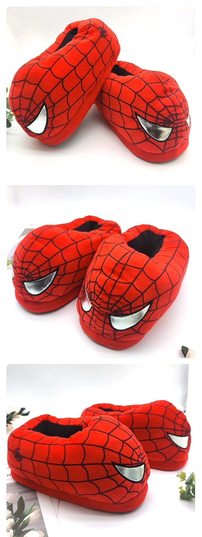 Cotton Slippers Spider Man Cartoon Couple Bag And Warm Shoes Men'S And Women'S All Inclusive Plush Shoes For Home Use Keep Warm