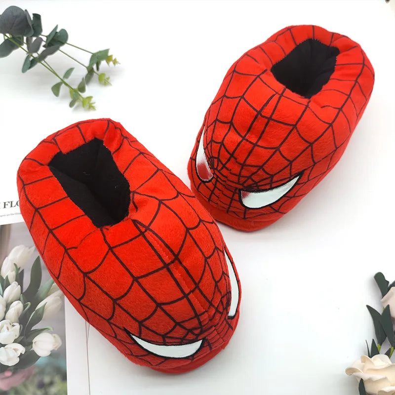 Cotton Slippers Spider Man Cartoon Couple Bag And Warm Shoes Men'S And Women'S All Inclusive Plush Shoes For Home Use Keep Warm