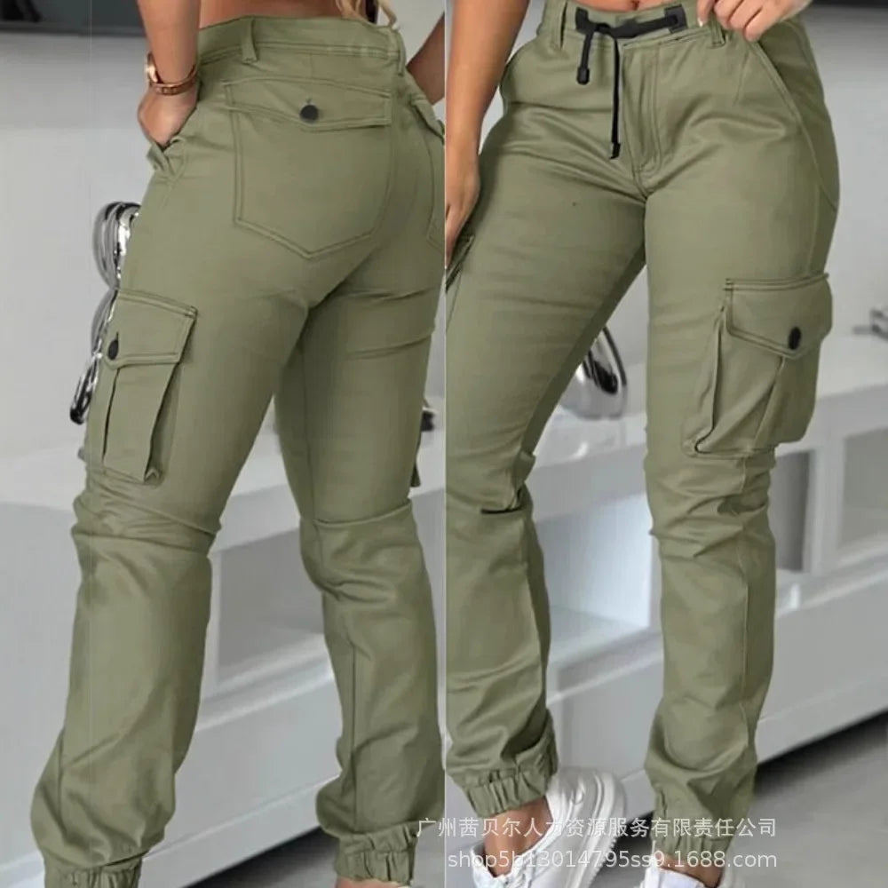Women Cargo Pant Long Pants Casual Streetwear High Waist Capris Splice Pocket Button Straight Trousers Autumn Spring Y2k Jogger