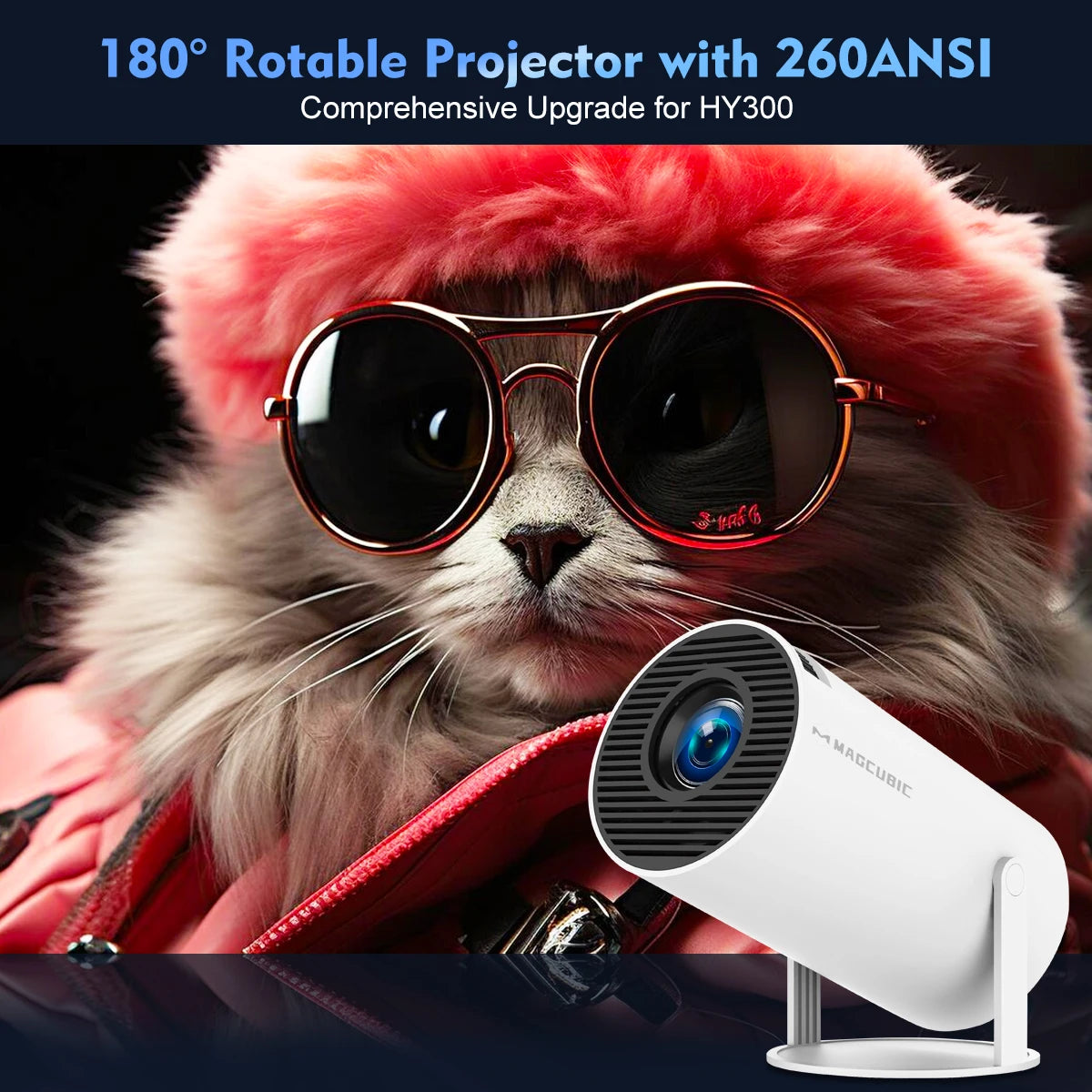 Magi cubic Projector HY300 Pro 4K Android 11 Dual Wifi6 260ANSI Allwinner H713 BT5.0 1080P 1280*720P Home Cinema Outdoor Projector