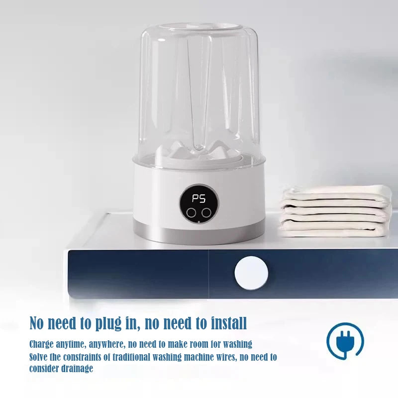 New Wireless Washing Machine Portable Travel Underwear And Socks Laundry Bucket, Charging Mini Clothes Washing Cup 2-speed Time