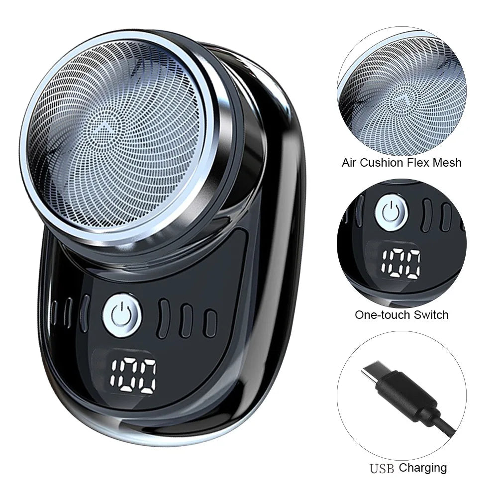 Mini Electric Shaver USB Charging Pocket Travel Razor Portable Wireless Detachable Shaver with Digital Display Beard Razor