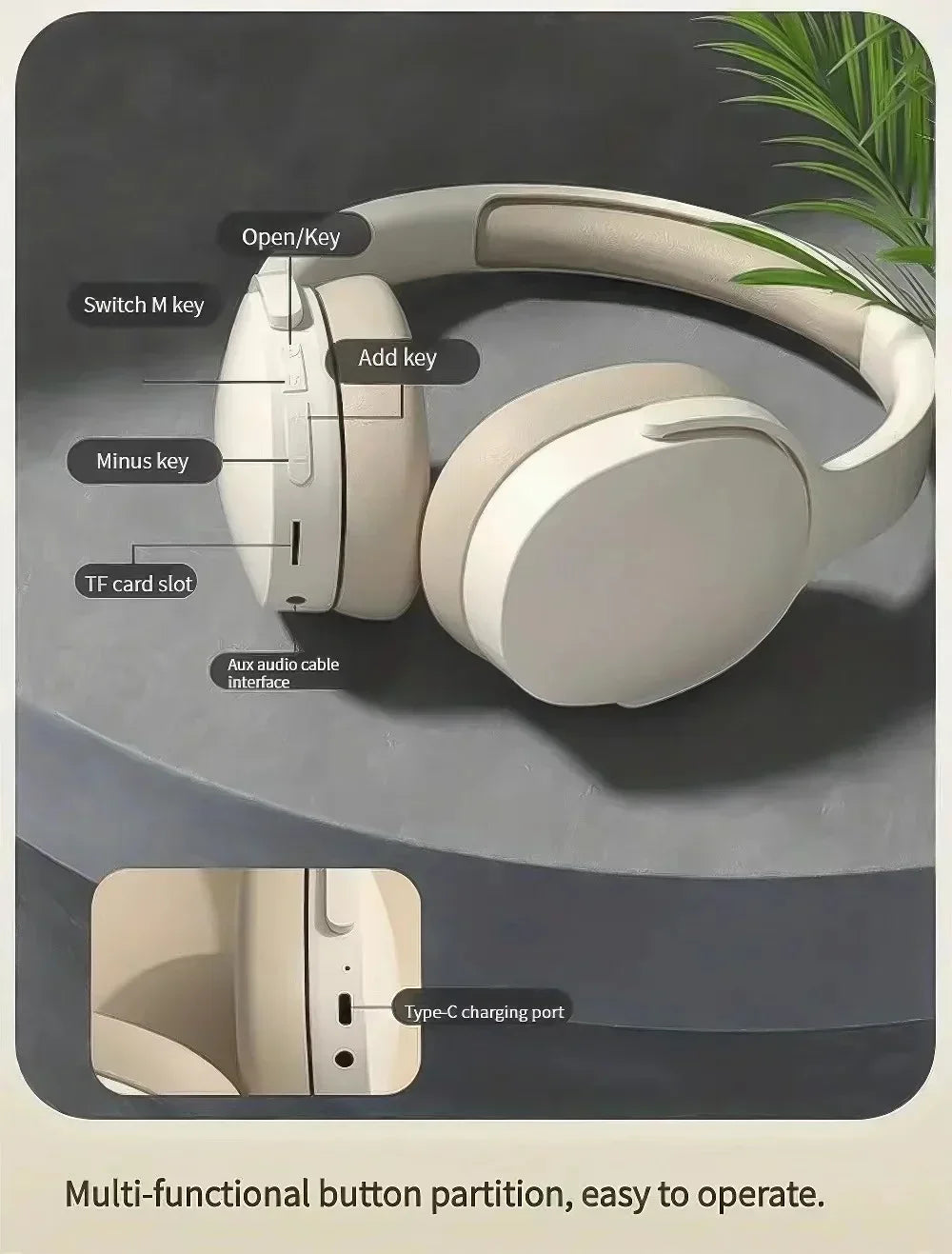 NEW Fashion Wireless Bluetooth Headphones Over Ear HIFI Stereo Headsets True Sports With Earphones TF/AUX Music Player with Mic