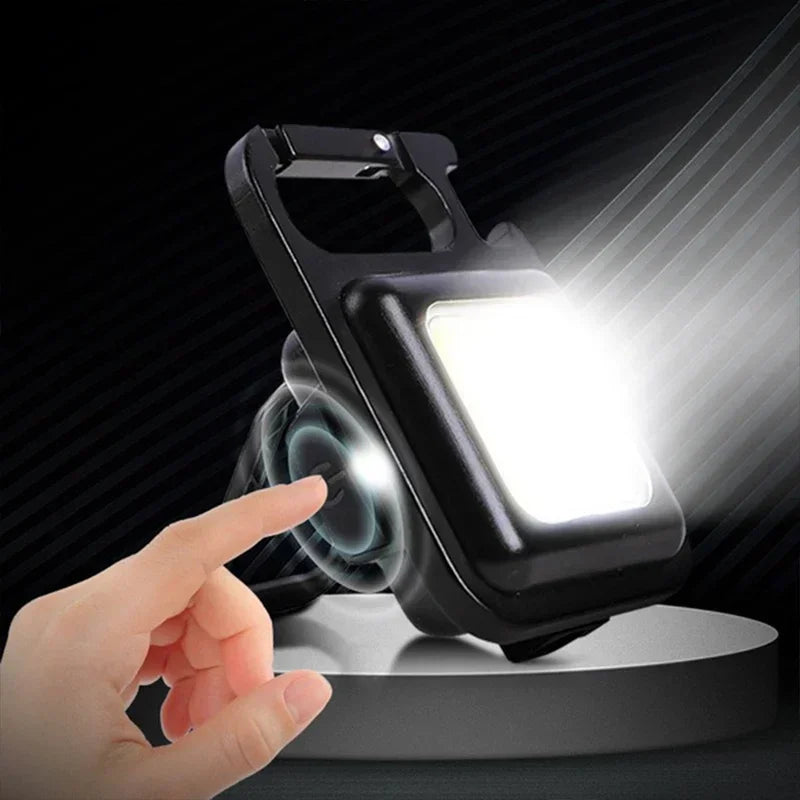 Keychain Light Mini Multifunctional Camping Flashlight USB Rechargeable LED Portable Bright COB Pocket Clip Lantern Outdoor Work