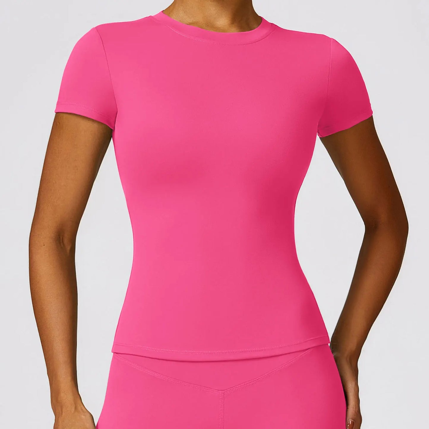 HGC Women's Sports T Shirt Summer Short Sleeve Running Round Neck Breathable Stretchy GYM Yoga Slim Fitness Active Top Tee