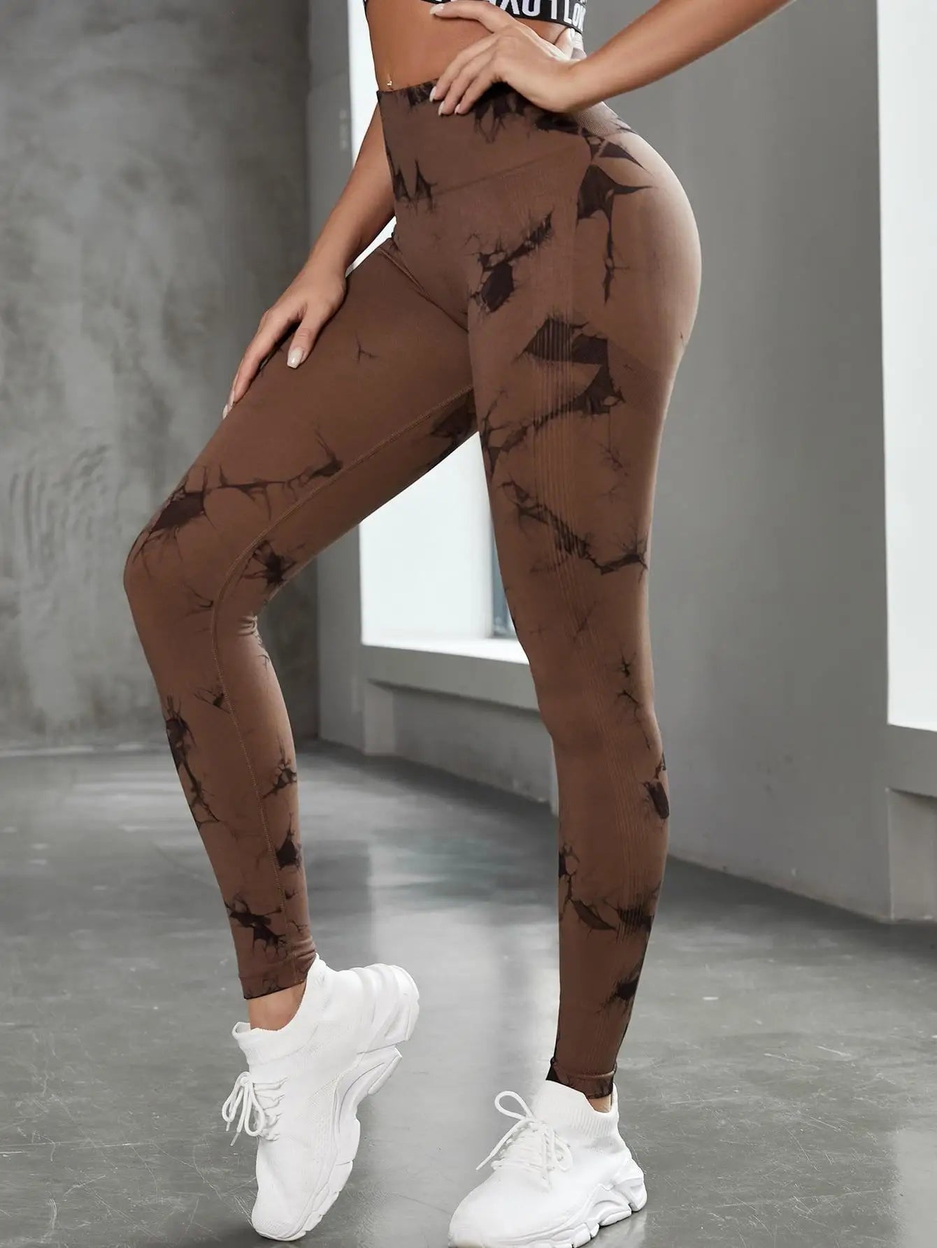 Hip Lifting Seamless Fitness Gym Leggings Tie-Dye Yoga Pants Women's Exercise Tights Tummy Control High Waist Workout Pants