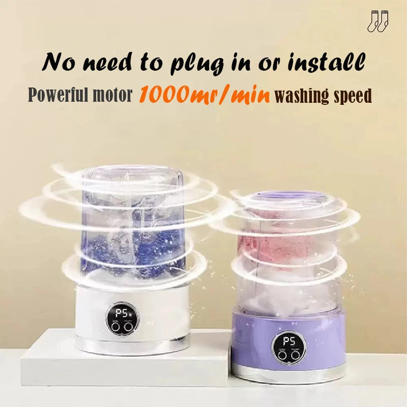New Wireless Washing Machine Portable Travel Underwear And Socks Laundry Bucket, Charging Mini Clothes Washing Cup 2-speed Time