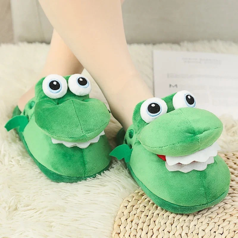 Cartoon Crocodile Cotton Slippers Moving Funny Walking with Open Mouth and Dancing Warm Comfortable Christmas Gift Kids Girl Boy