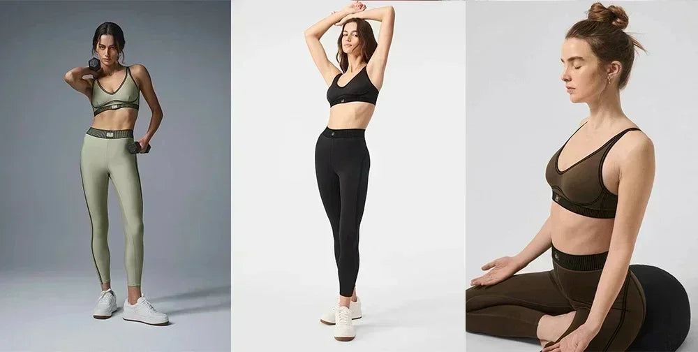 AL Yoga Fitness Suit Air Lift Line Up Bra Air Lift High Waist 7/8 Line Up Legging Slim Fit Comfortable Fitness Tops Tight Pants