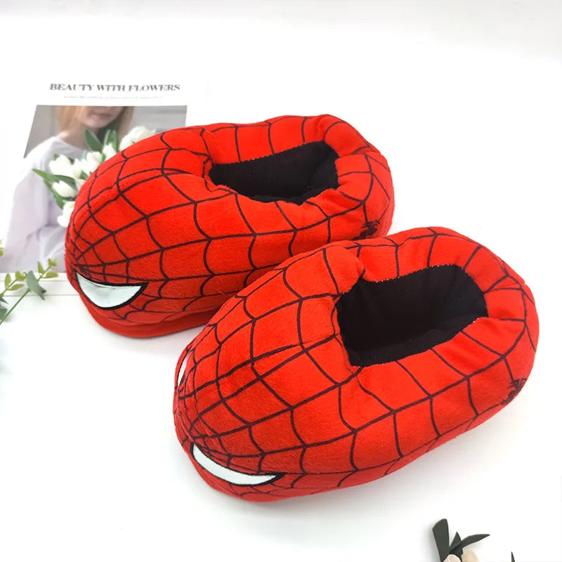 Cotton Slippers Spider Man Cartoon Couple Bag And Warm Shoes Men'S And Women'S All Inclusive Plush Shoes For Home Use Keep Warm