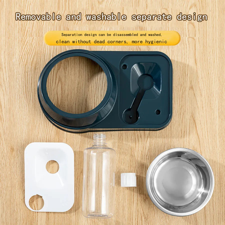 Stainless Steel Or Plastic Bowl Double Bowl Protection Cervical Spine Oblique Automatic Drinking Water Non-Wet Mouth Cat Product