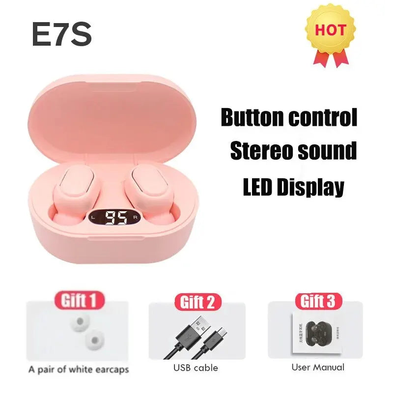 TWS E7S Fone 5.3 Bluetooth Earphones Wireless Headphones Noise Cancelling Earbuds with Mic Wireless Bluetooth Headset for Xiaomi