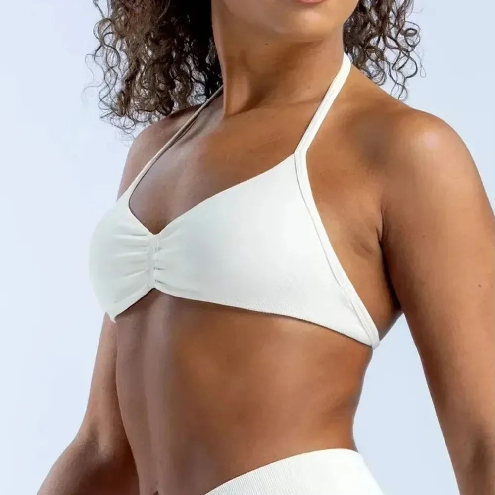 DLOGO Summer Women Sports Bra with Logo Sexy Exposed Suspender Chest Cushion Suspender Gym Sports Yoga Suspender, Bra