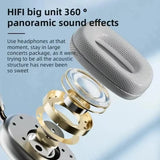 360° HiFi sound wireless headphones with exploded speaker view and panoramic acoustic design